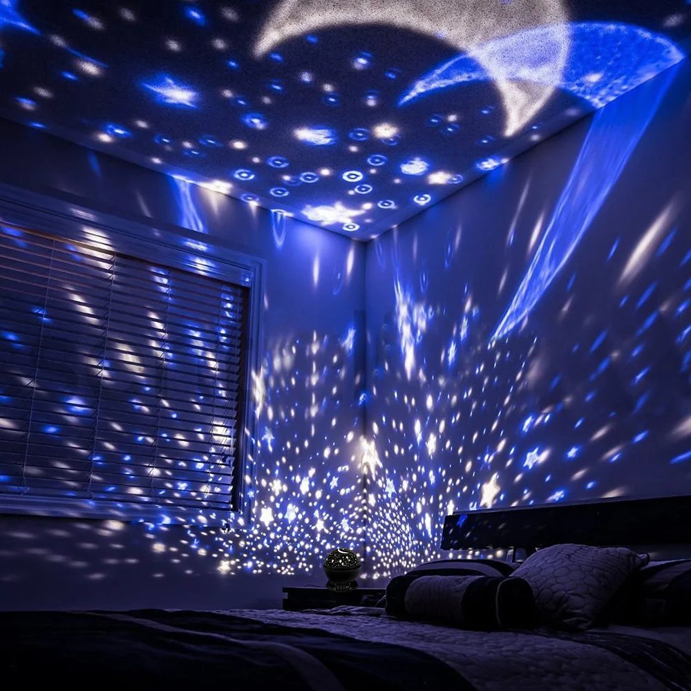 Starry Projector Night Lights Rotating Sky Moon Projection Lamp Bedroom Starlight Decoration Galaxy Projector Night Lamp Gifts