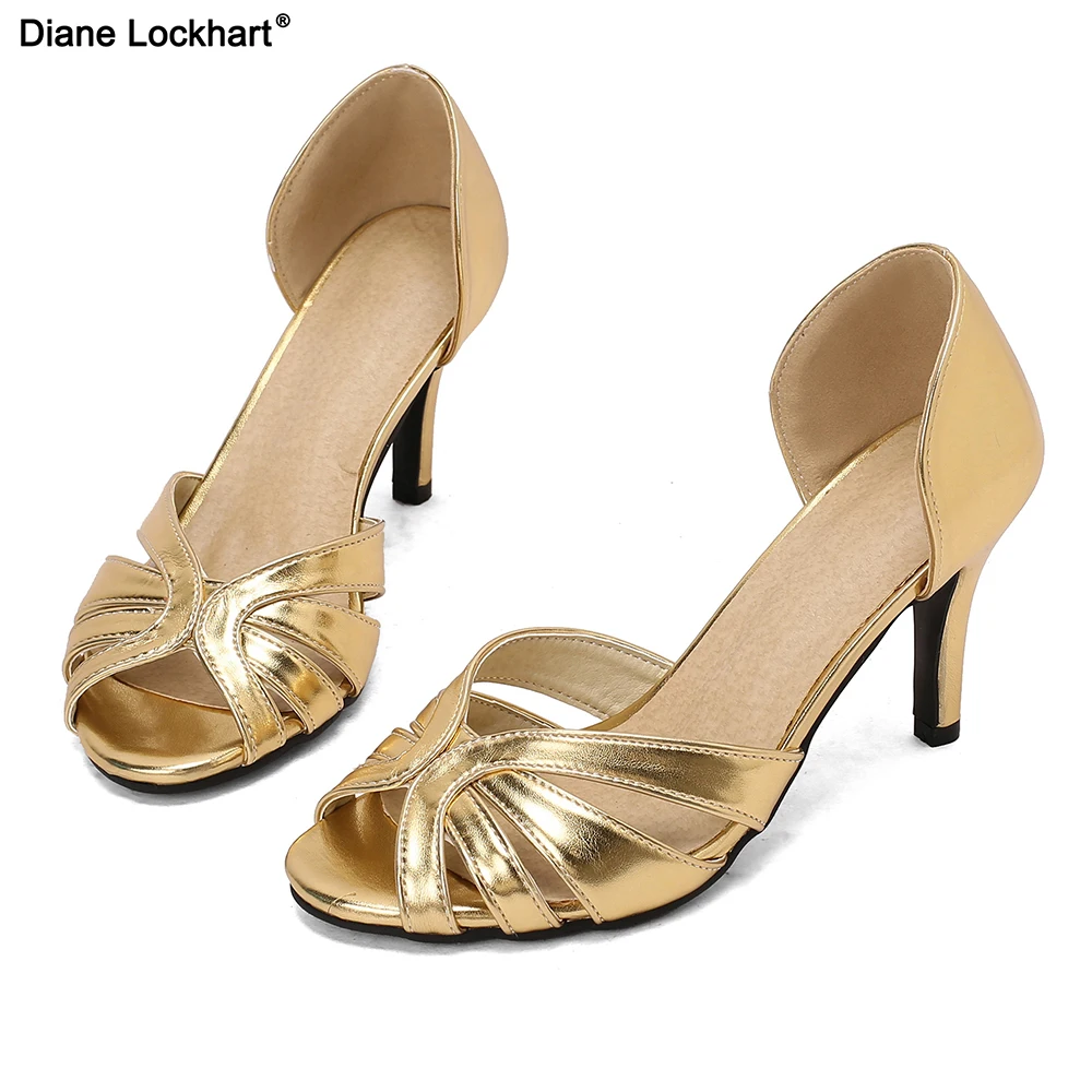

Summer Open Toe High Heels Women Slip On Sandals Sexy 9cm Dress Shoes Gold Pink Stiletto Pumps Wedding Jazz Dance Thin heel Shoe