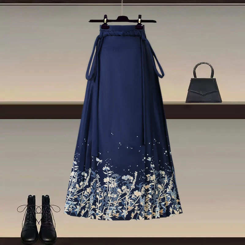 Falda Hanfu Roja de Año Nuevo para Mujer, Primavera-Otoño 2026, Nueva Falda Ma Face de Alta Gama, Versátil y Mejorada