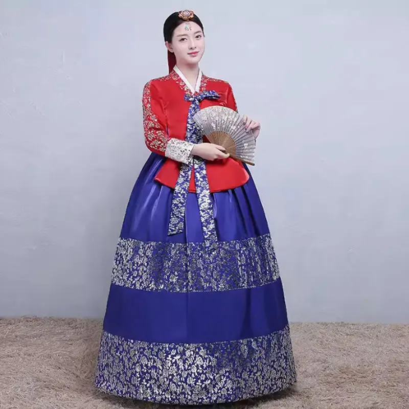 

Traditional Korean Hanbok Women's Palace Wedding Gold Plated Korean Costume Korean Ethnic Costume Dance Stage Performance