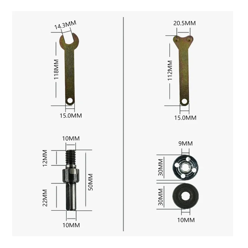 1 Juego de 5 uds. De biela de amoladora angular de conversión de taladro eléctrico de 10MM para disco de corte, adaptador de soporte de mango de rueda de pulido