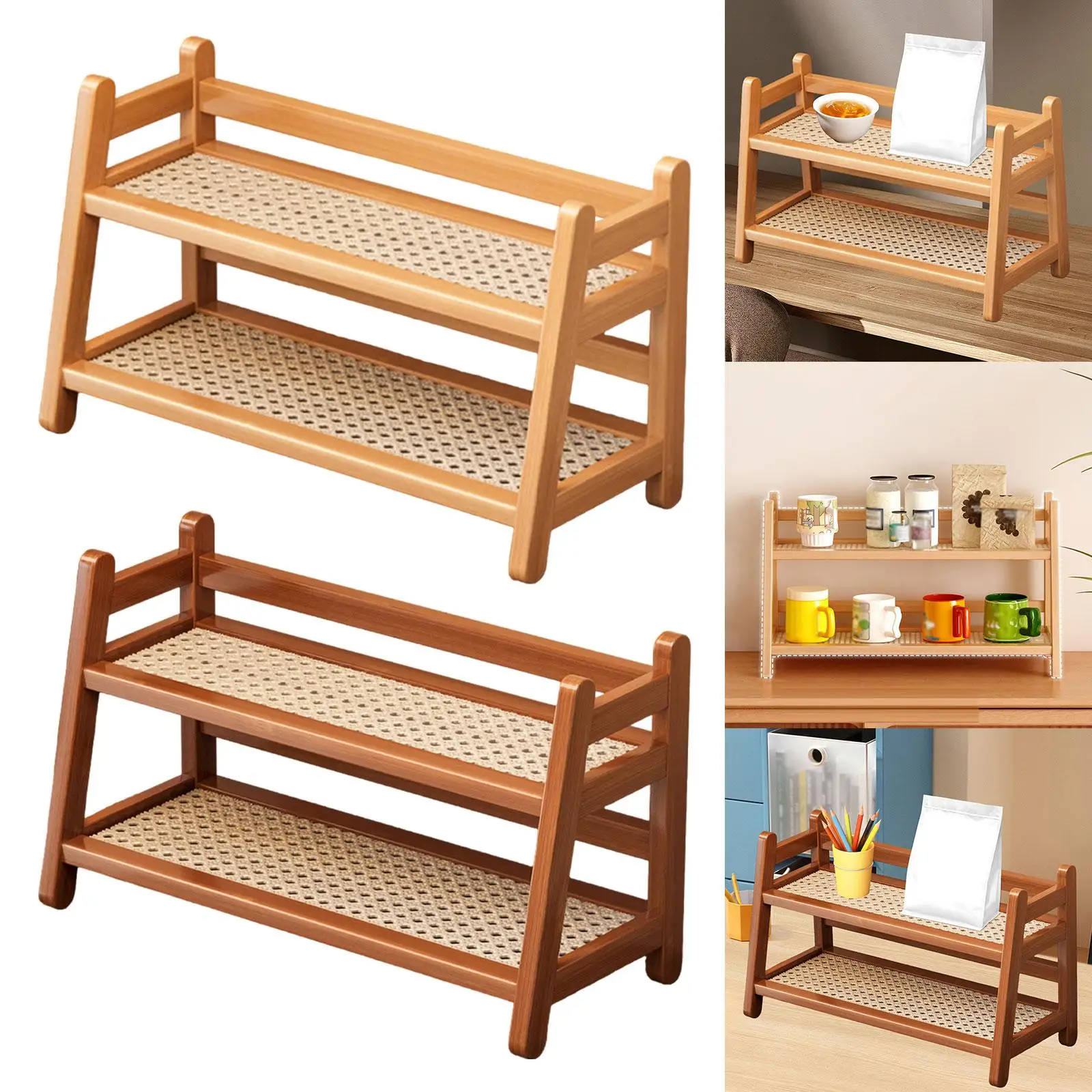 

Water Cup Display Rack, Coffee Mug Holder, Multipurpose Countertop Makeup Organizer 2 Layer Storage Shelf for Home Decor