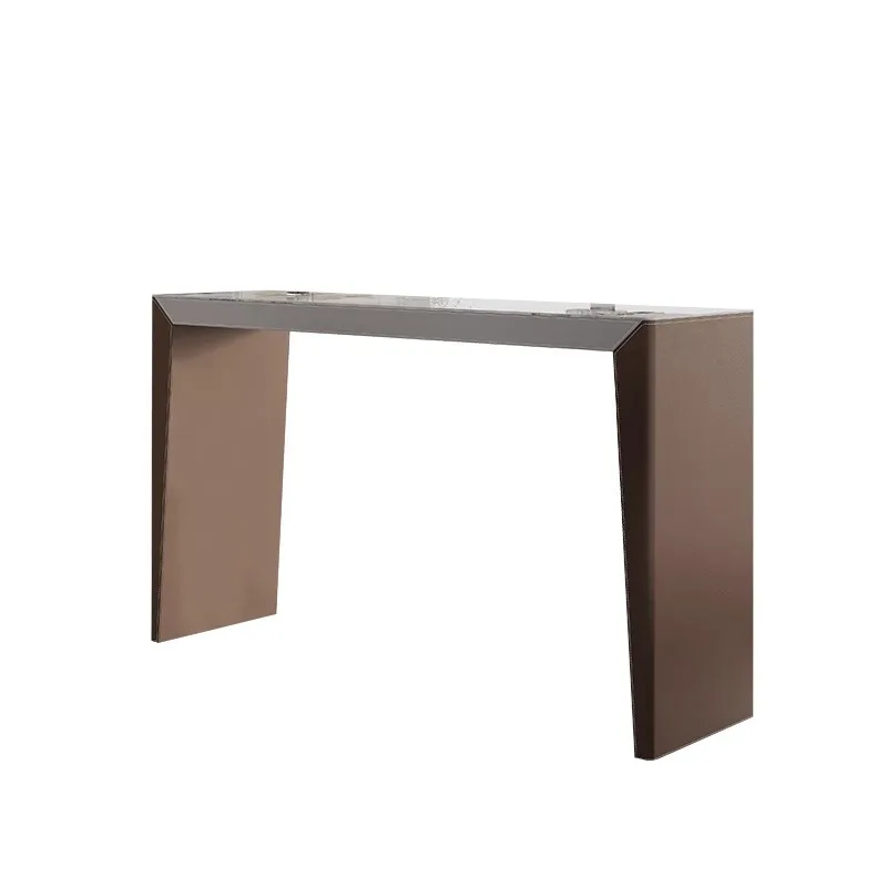 Light luxury rock slab bar table Simple modern living room Saddle leather Solid wood bar table Household partition