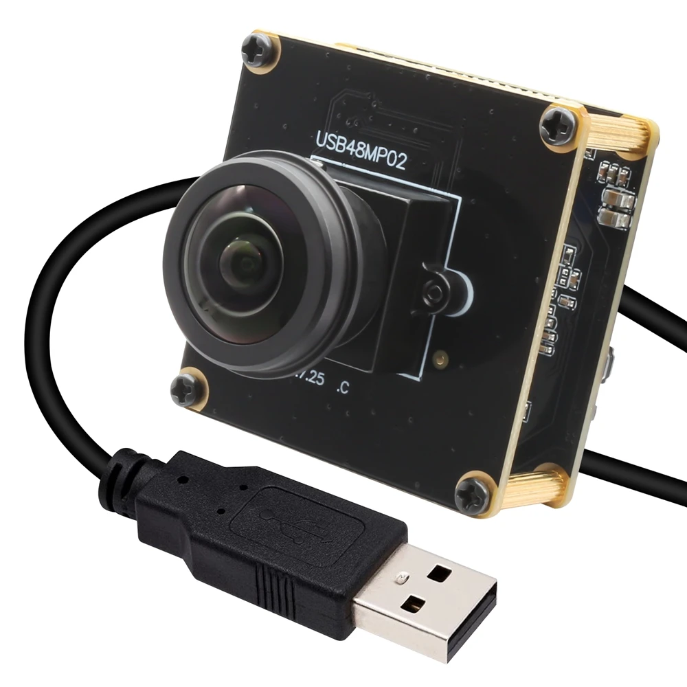 ELP USB Fisheye Camera 200degree 48MP Lightburn Camera Wide Angle PC Webcam IMX586 8K 4K 30fps USB Camera Module for Embedded