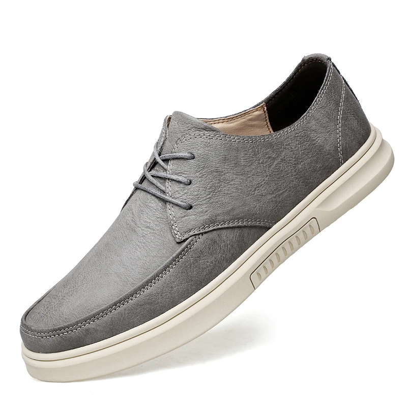 

Весенне-осенняя мужская кожаная повседневная обувь в корейском стиле, мужские удобные туфли на плоской подошве со шнуровкой