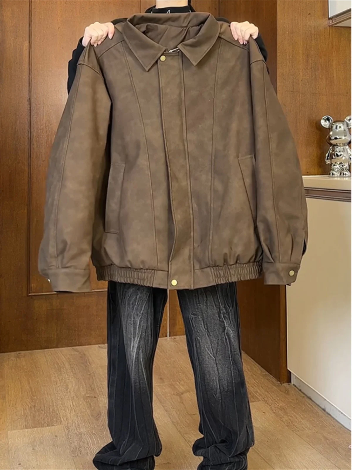 

Мужская утепленная зимняя куртка Marauder из искусственной кожи с воротником-стойкой, на молнии, в бейсбольном стиле