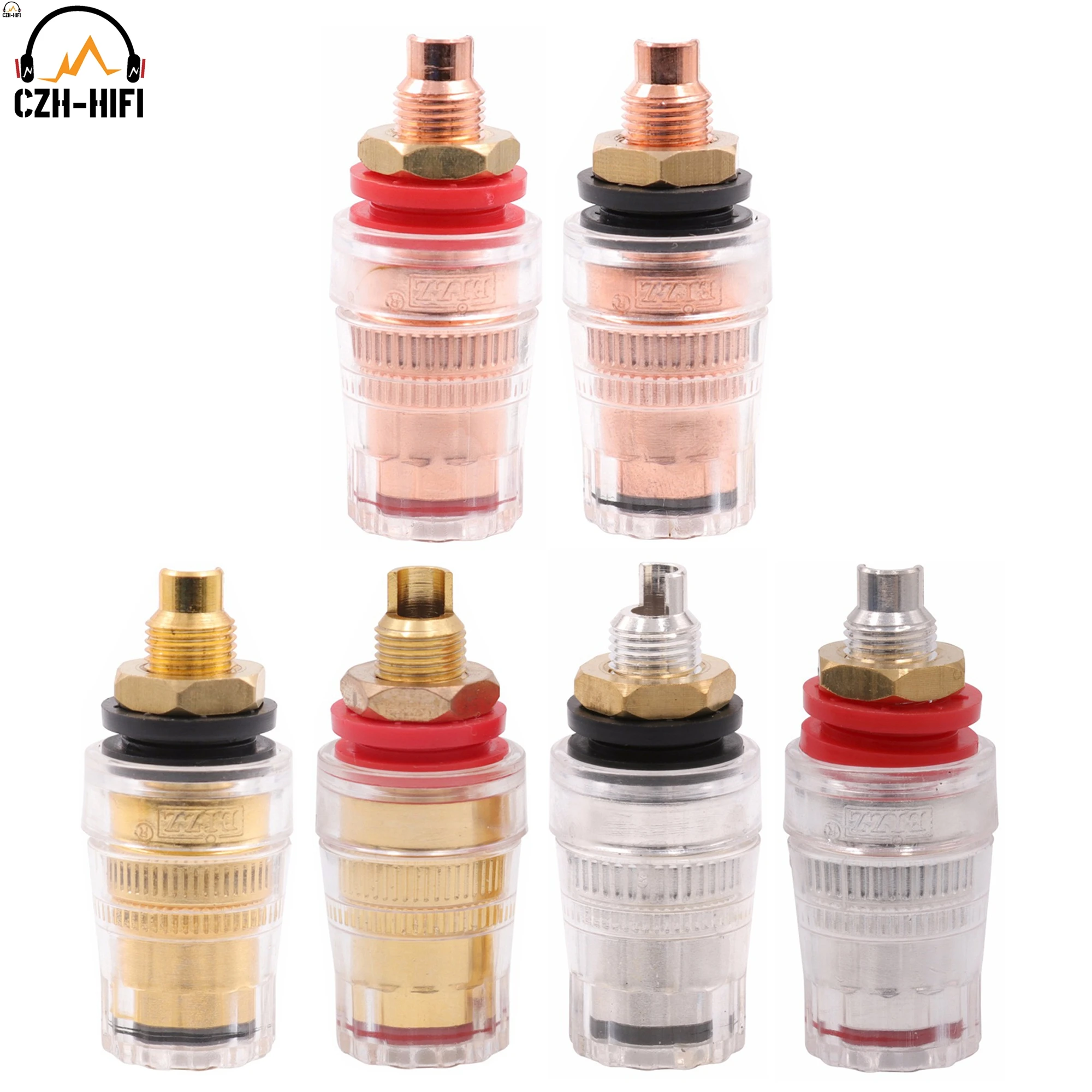 

EIZZ High End Speaker Terminal Binding Post Copper Plated Brass 5 Ways Banana Plug Jack Socket Connector HIFI Audio DIY