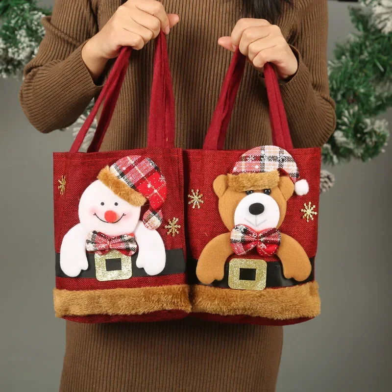 Santa Claus Snowman Deer Gift Bag Children's Gift Bag Candy Bag Christmas Handbag Merry Christmas Decor Hand Package New Year