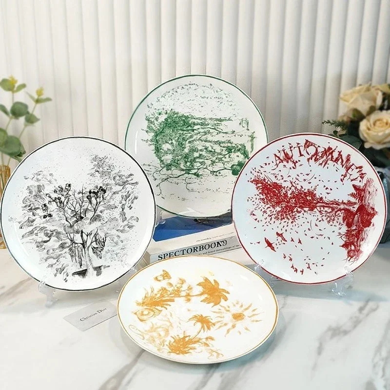 European Bone China Western Meal Plate Four Seasons Series Simple Light Luxury Home Dining Plate Gift Recommendation