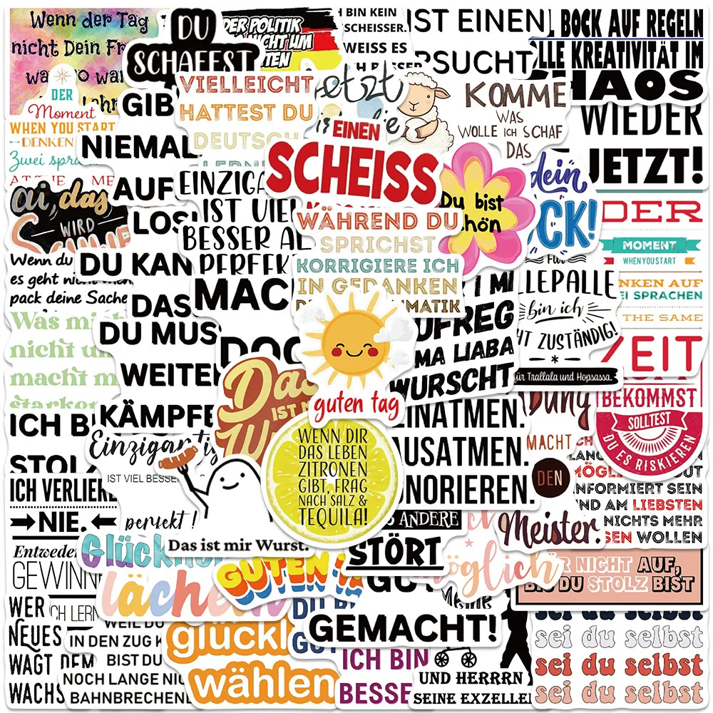

10/30/50PCS German Inspirational Phrases Stickers Decal Animal DIY Decoration Suitcase Scrapbooking Phone Laptop Stationery