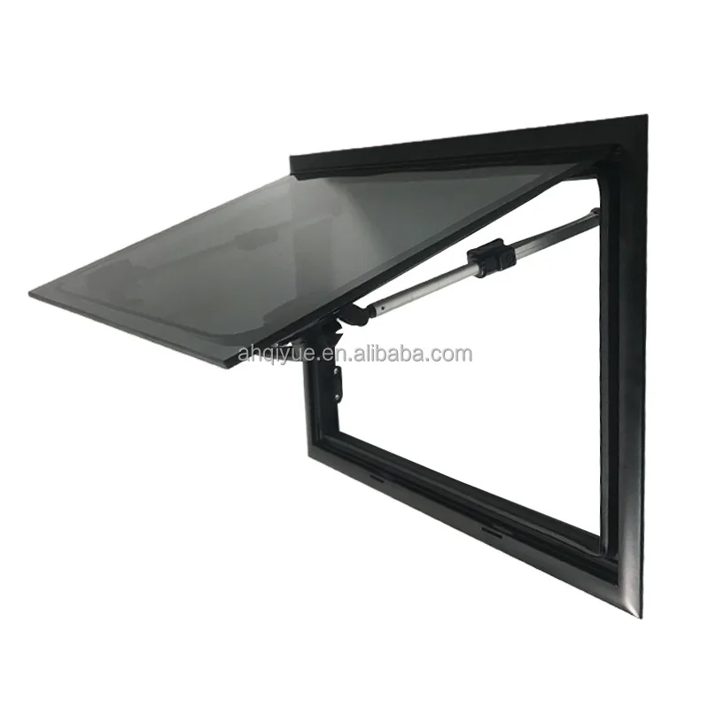 

Настраиваемое прямоугольное плоское окно с черной алюминиевой рамой и серым стеклом для автодомов 1455x605 мм