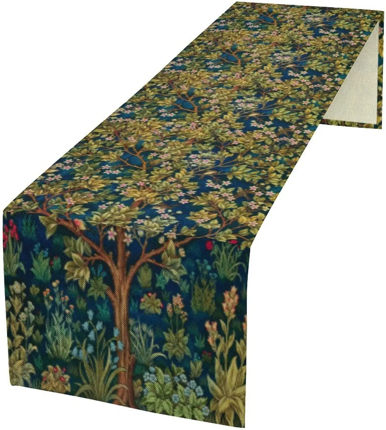 William Morris Floral Table Runner - Vintage Strawberry Thief Decorative Table Cover for Kitchen Dining Room