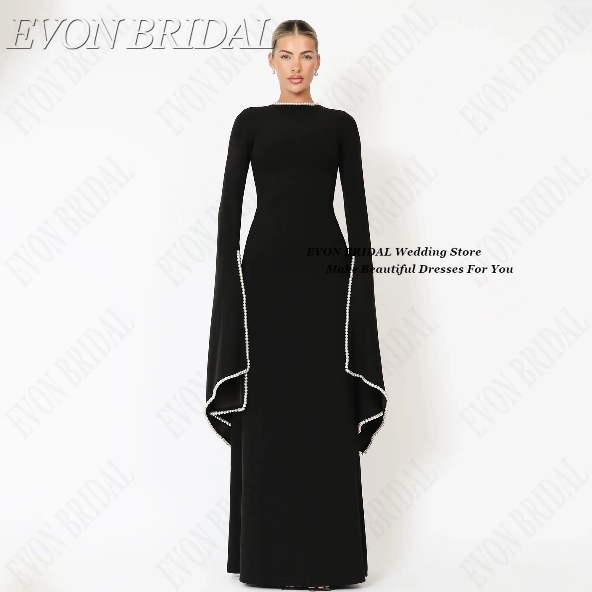 

EVON BRIDAL Pearl Wedding Evening Gown With Shawl Long Sleeves A-Line Party Gowns 2025 Long Elegant Dresses For Party Customized