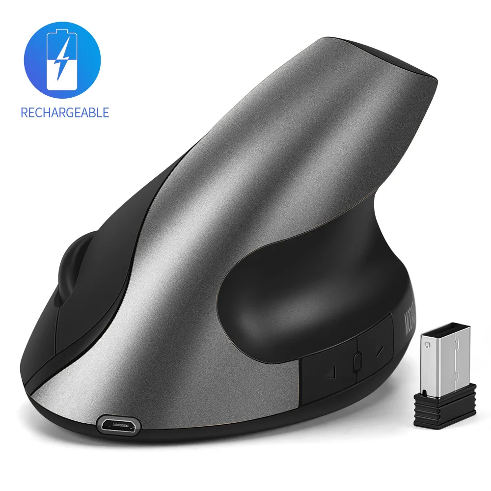 Rechargeable Wireless Vertical Mouse Wireless Mouse 2.4G High Precision Ergonomic Optical Mice with 3 Adjustable DPI 800/ 1200/