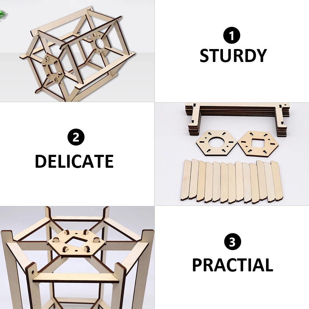 

Wooden Lamp Shade Lantern Frame Vintage Holder Hexagonal Bracket for DIY Lighting Decor Wooden Craft Supplies