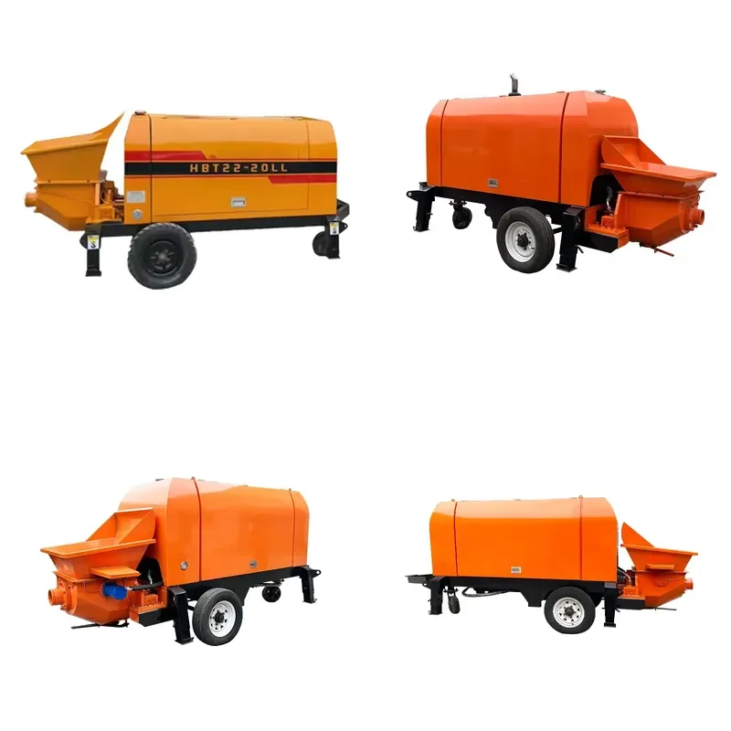 2026 CE Trailer Mounted Concrete Pump Machine 10m3/hour 20m Max Vertical Conveying Distance New Engine Motor for