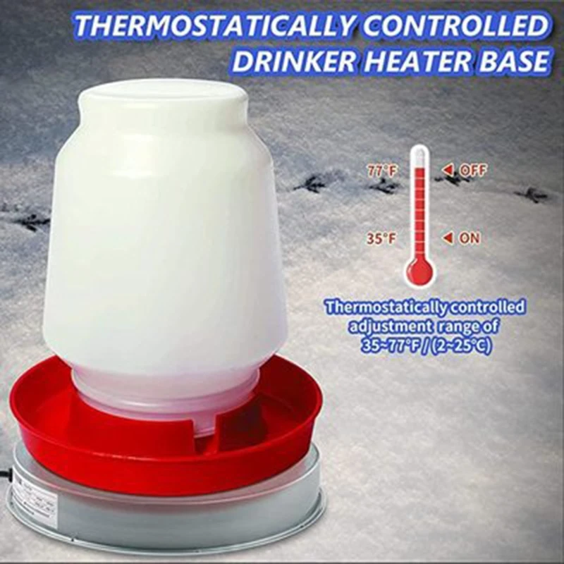 Pet Poultry Drinker Heater Base for Chicken Water Heater for Winter Poultry Deicer Heated Base Durable