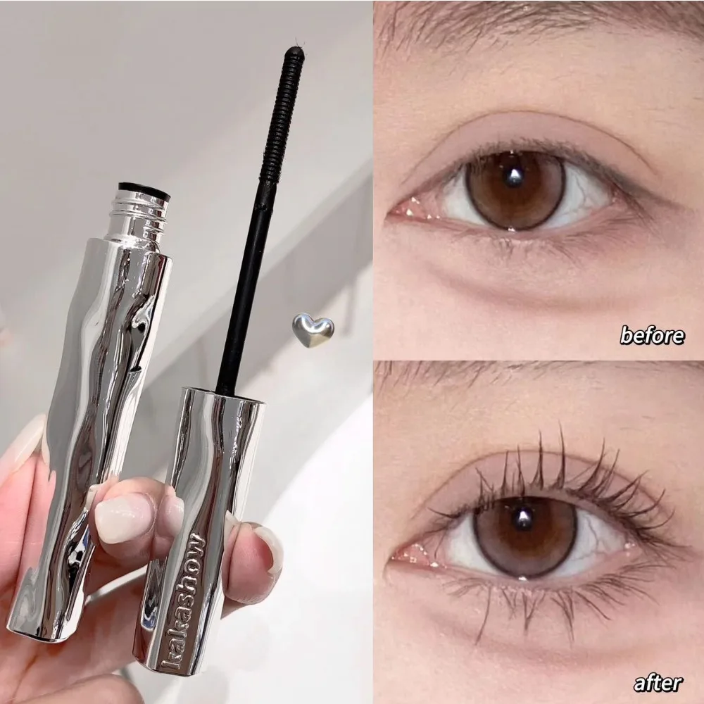 Waterproof Eyelashes Curl Small Silver Steel Tube Mascara Non-smudge Black Natural 3D Lashes Thick Lengthening Mascara Makeup