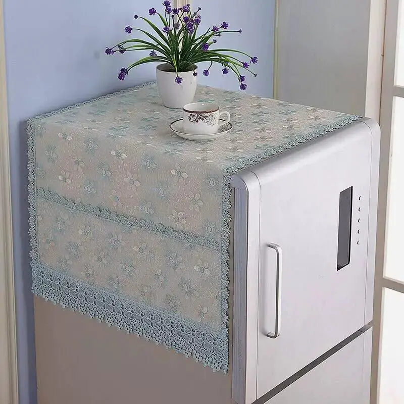 

Modern Minimalist Universal Cover Towel for Dustproof Fridge Double Door Microwave Washing Machine Embroidered Lace Decorative
