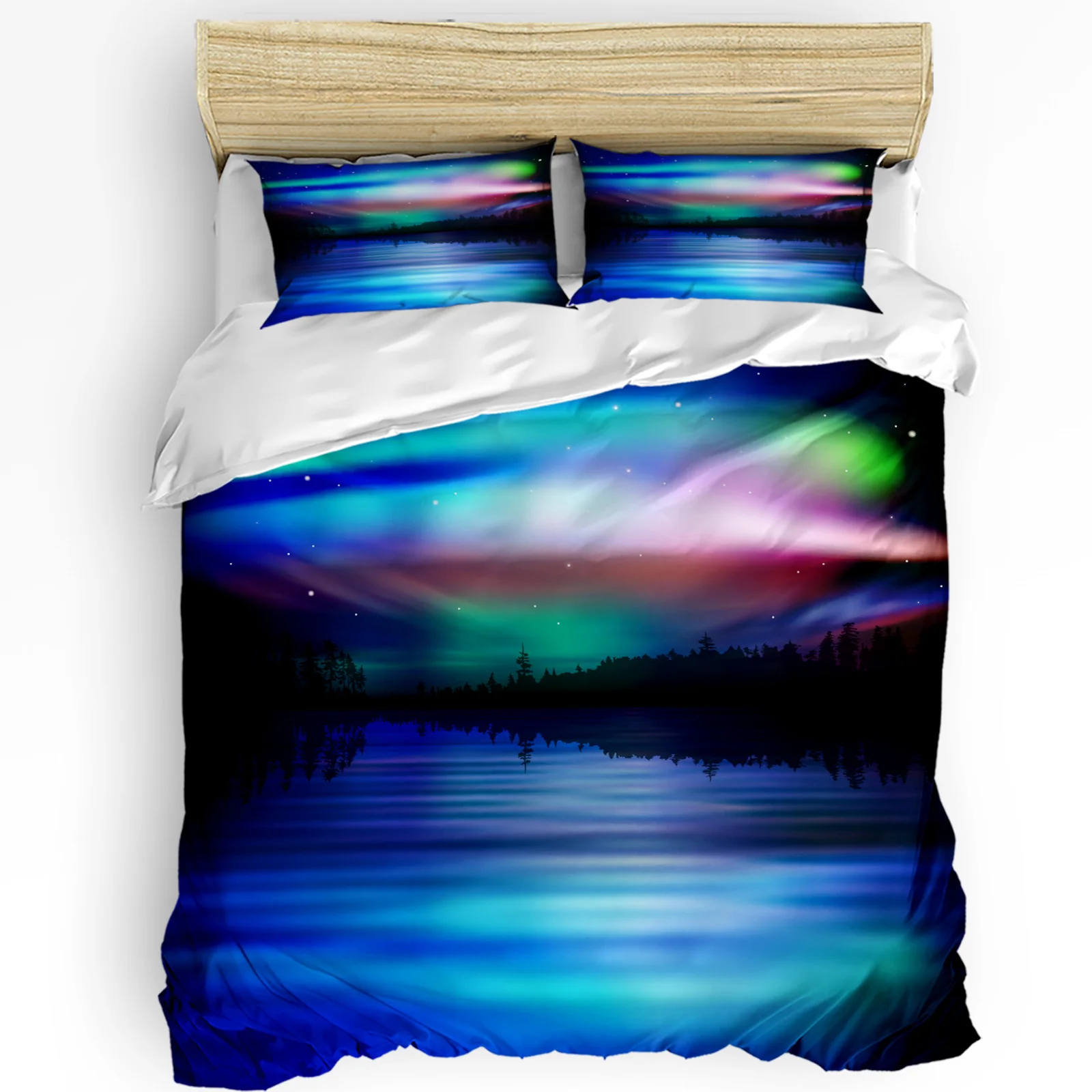 3pcs Bedding Set Aurora Borealis Home Textile Duvet Cover Pillow Case Boy Kid Teen Girl Bedding Covers Set