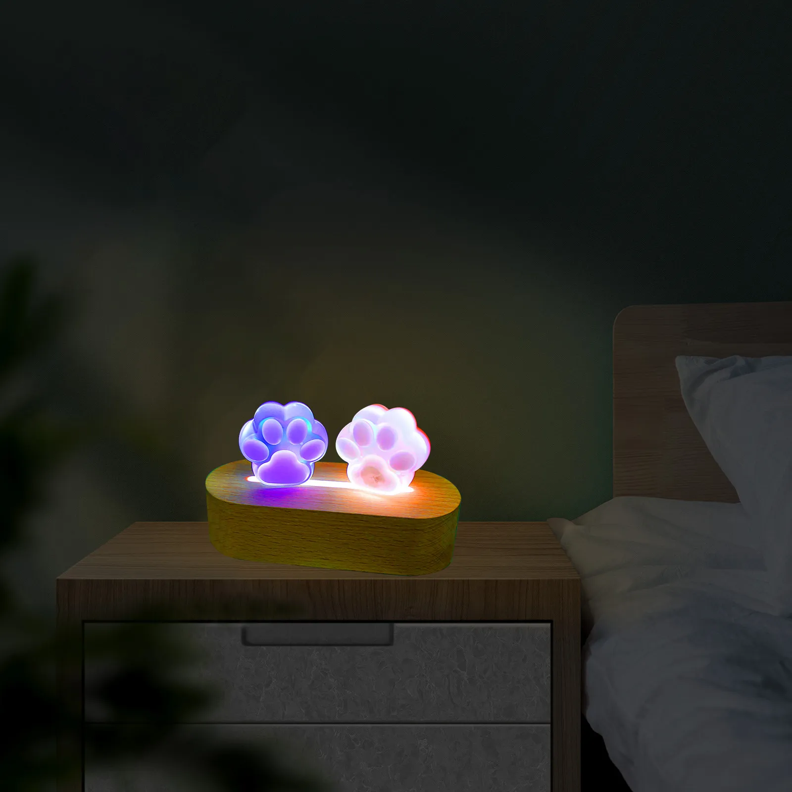 Crystal Ball Night Light Base Wooden LED Lighting Base Square Shape Compact Size Bedroom Office Decoration LED Lamp