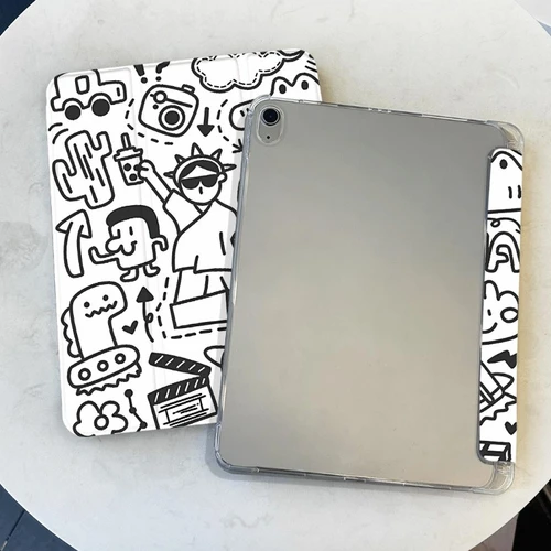 플립 스마트 커버, 아이패드 에어 5 세대 케이스, 2021 10.2 7/8/9 세대 프로 11 2 3 4 아이패드 5 6 9.7 라인 드로잉 