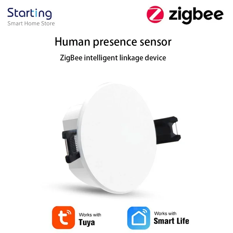 

Умный детектор присутствия человека ZigBee Tuya, радарный датчик обнаружения, фотометрическая функция 2 в 1, умный потолочный PIR-концентратор