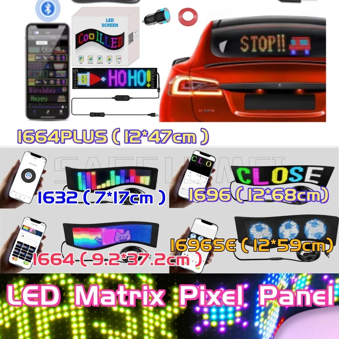 

1PC LED Sign Panel Bluetooth AppCar Display Scrolling Advertising Control Logo Light For shops hotels KTV bars advertising signs
