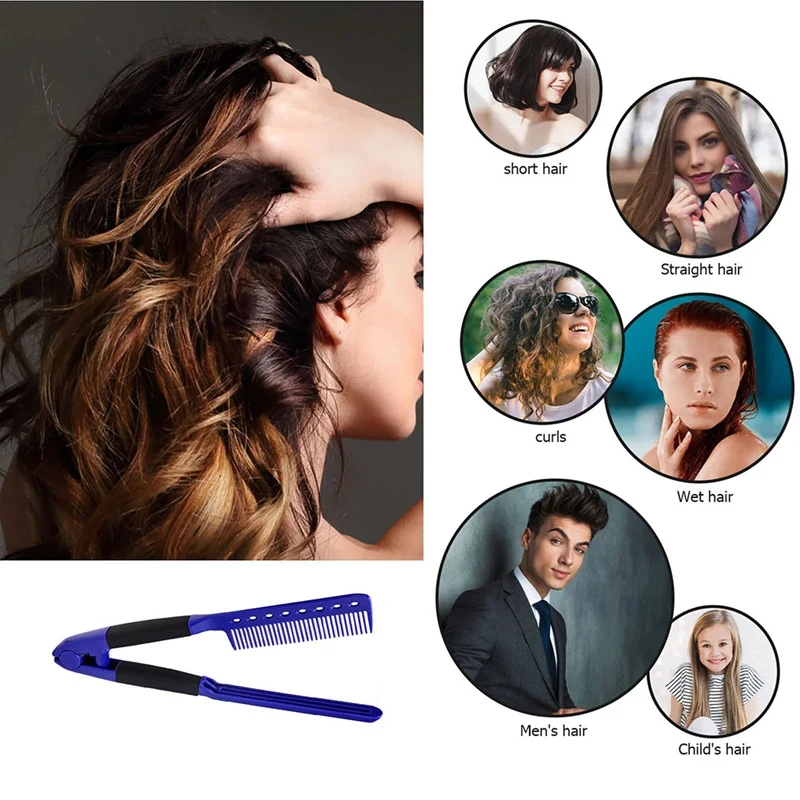 

A33Z-V Shape Plastic Splint Hairdressing Combs Hair Straightening Clamp Not Hurt Styling Tools DIY Splint Comb