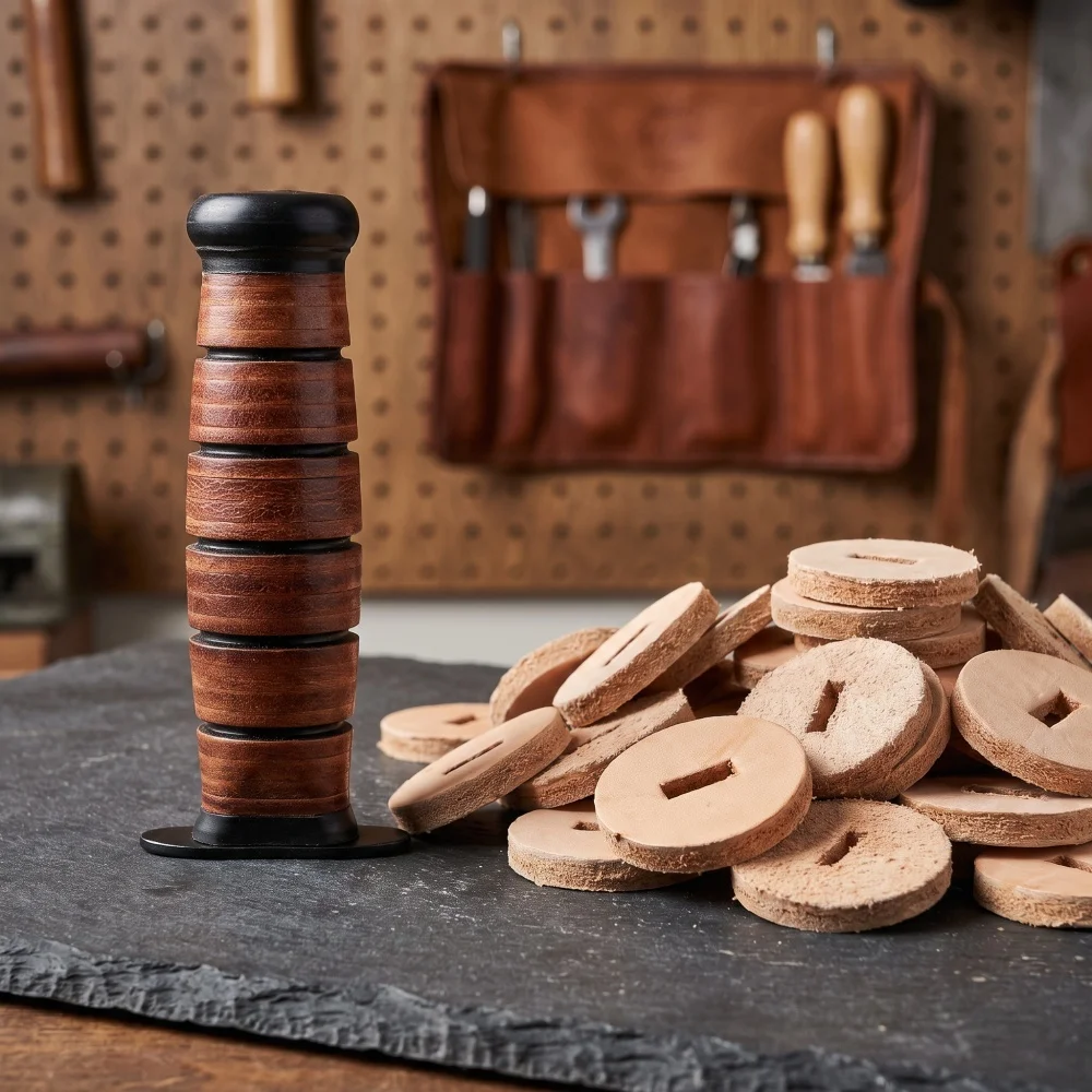 5 PCS Round Leather Washers Handmade Handle Stacking Leather Gasket 2 Sizes DIY Handle Making Materials
