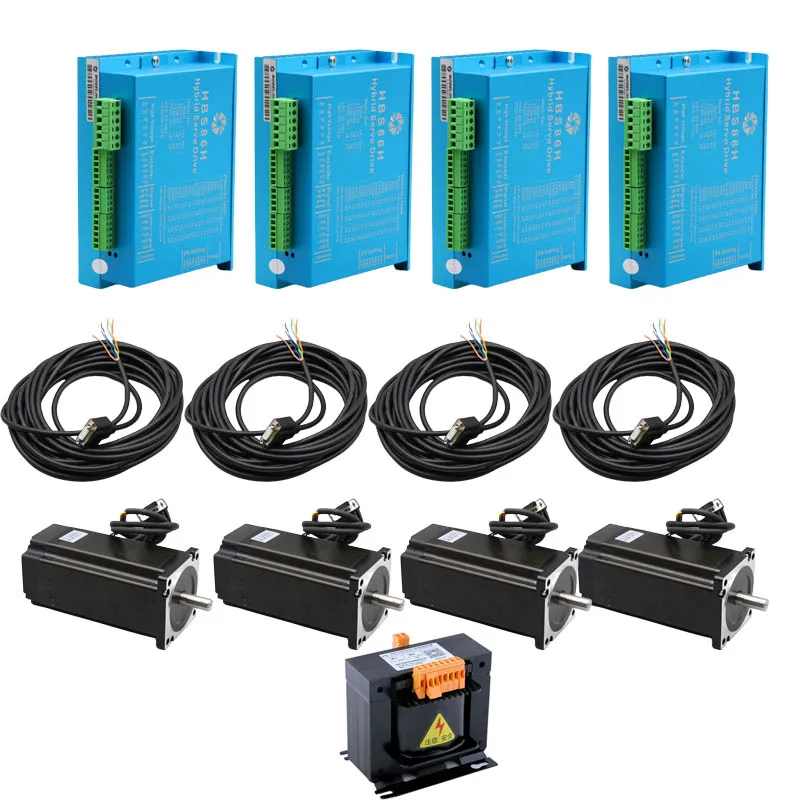 12nm Hybrid Servo Motors +HBS86 Drivers +70V-1200W 4 Groups Matched Transformer+8m Encoder Cables