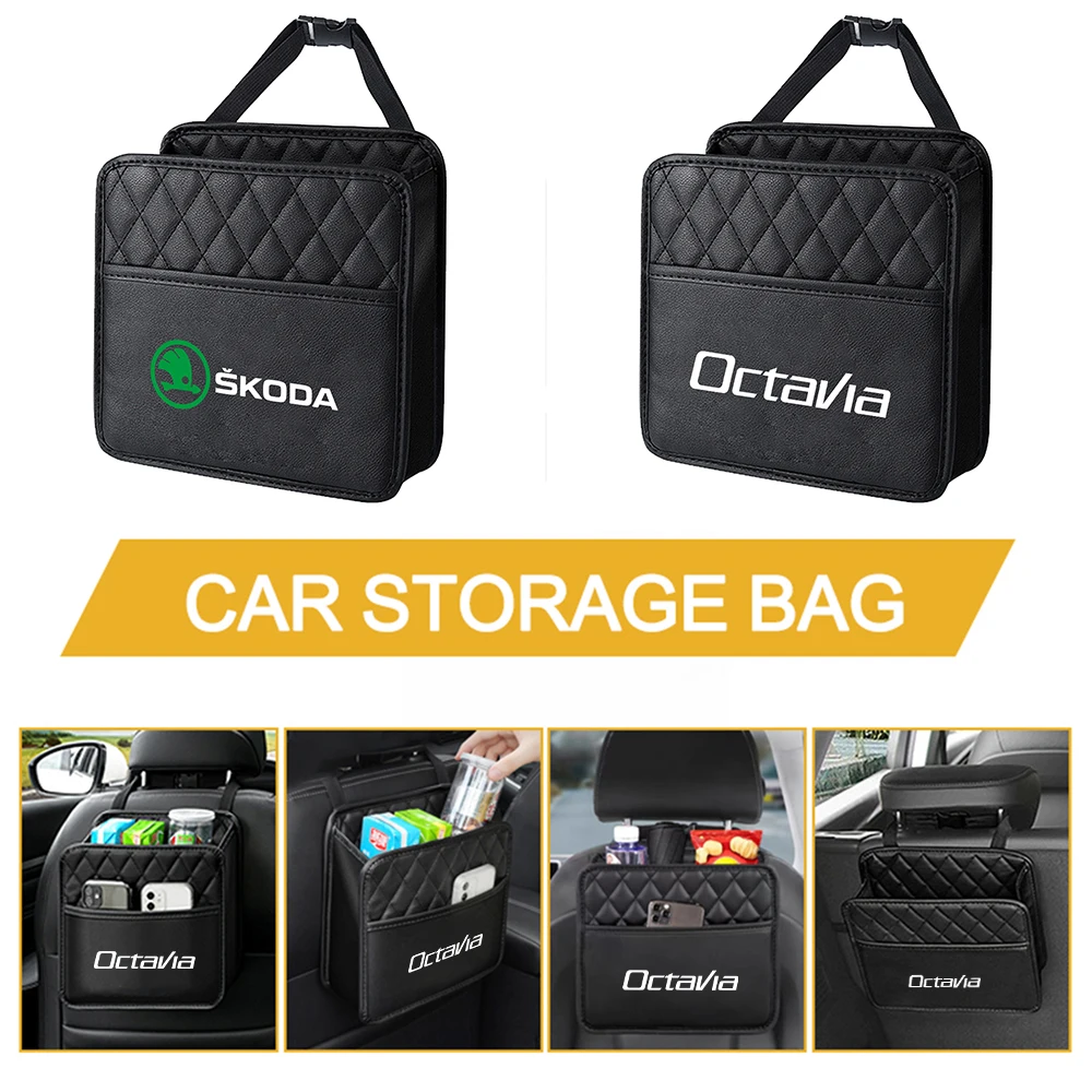 Car Seat Back Organizer Hanging Auto Back Seat Storage Bag for Skoda Octavia Rapid Fabia 1 2 VII S Kodiaq Kamiq Scala Superb VRS