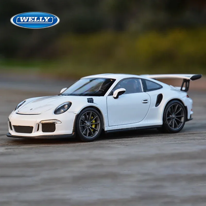 WELLY 1:24 Porsche 911 GT3 RS Blue Car Alloy Car Model Simulation Car Decoration Collection Gift Toy Die Casting Model Boy Toy