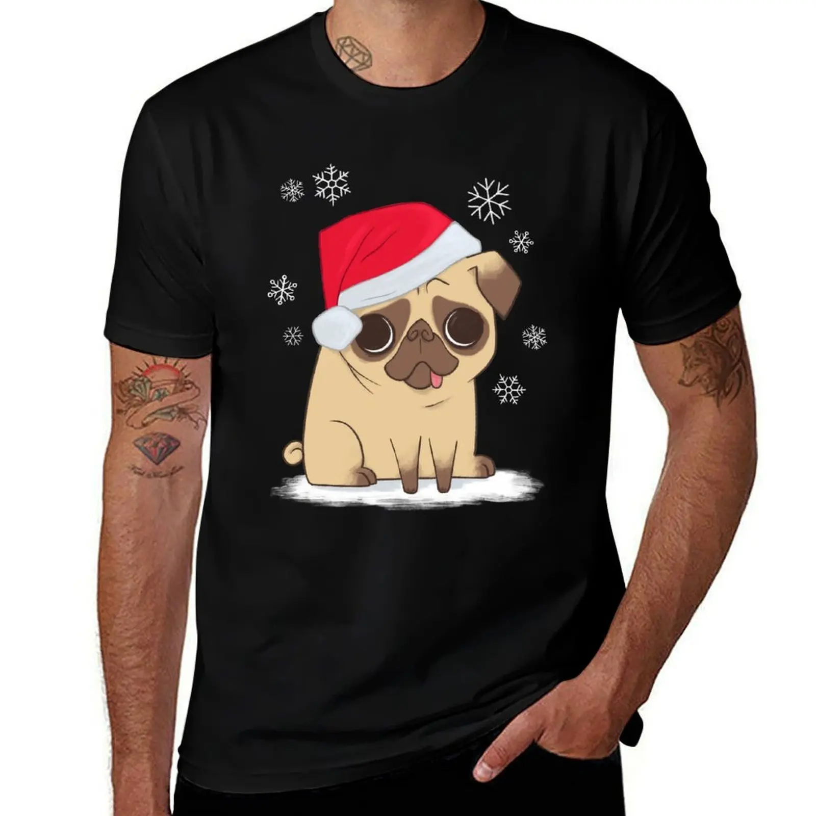 

Christmas Pug (red) T-Shirt man t shirts for men anime tshirt T-Shirt
