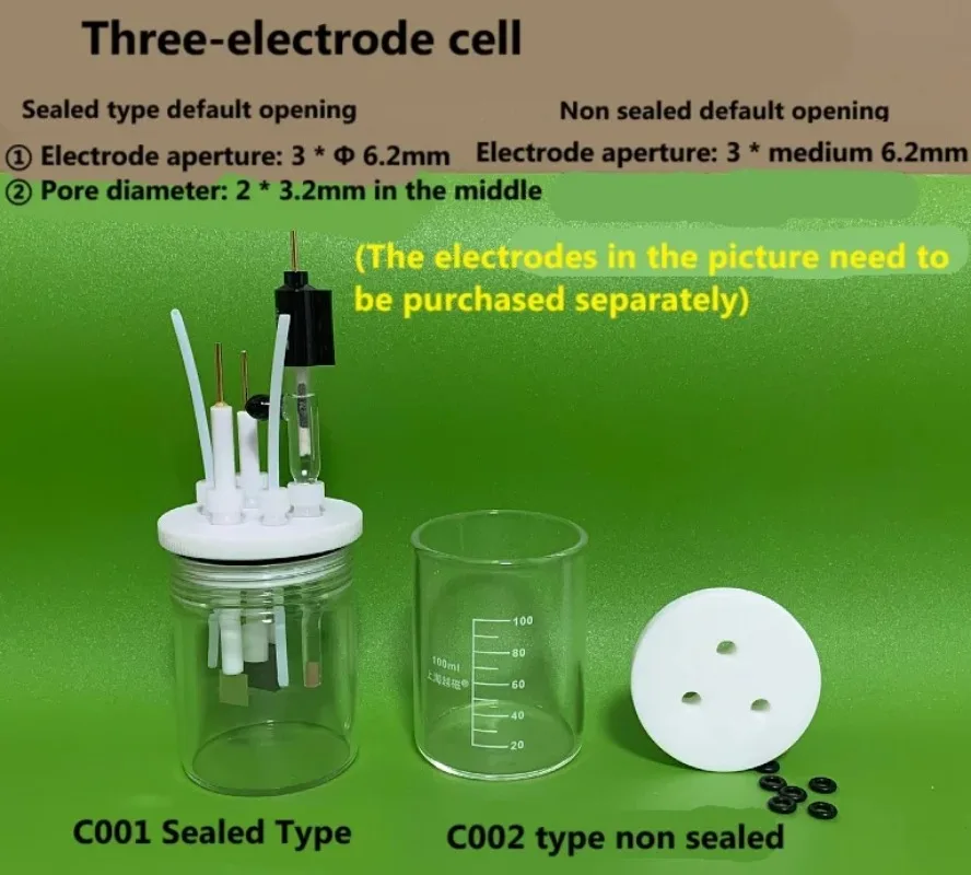 C001 Glass Seal Electrolytic cell C002 ordinary electrolytic cell glass 10ml-1000ml Three-electrode System