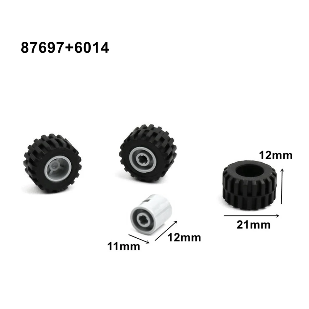 48PCS Mini Wheel Axles Pack Block Car Accessories Tyre Hub Classic Building Bricks Children DIY Toys Blocks for Kids