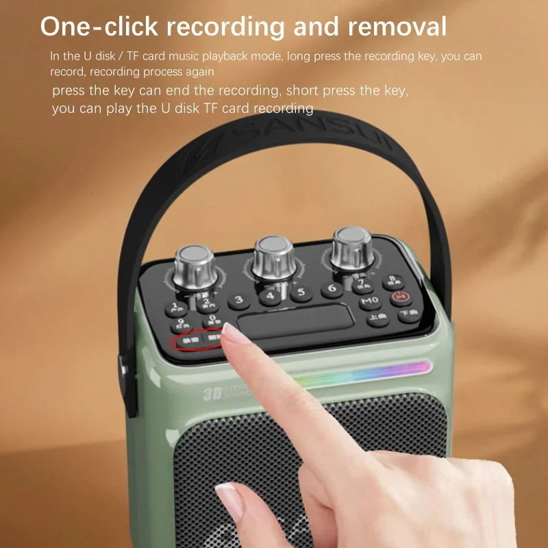 Sansui T80 60 Вт Мощный портативный Bluetooth-динамик KTV для занятий спортом на открытом воздухе с 2 микрофонами TF/USB/AUX Стерео звуковая система Бумбокс