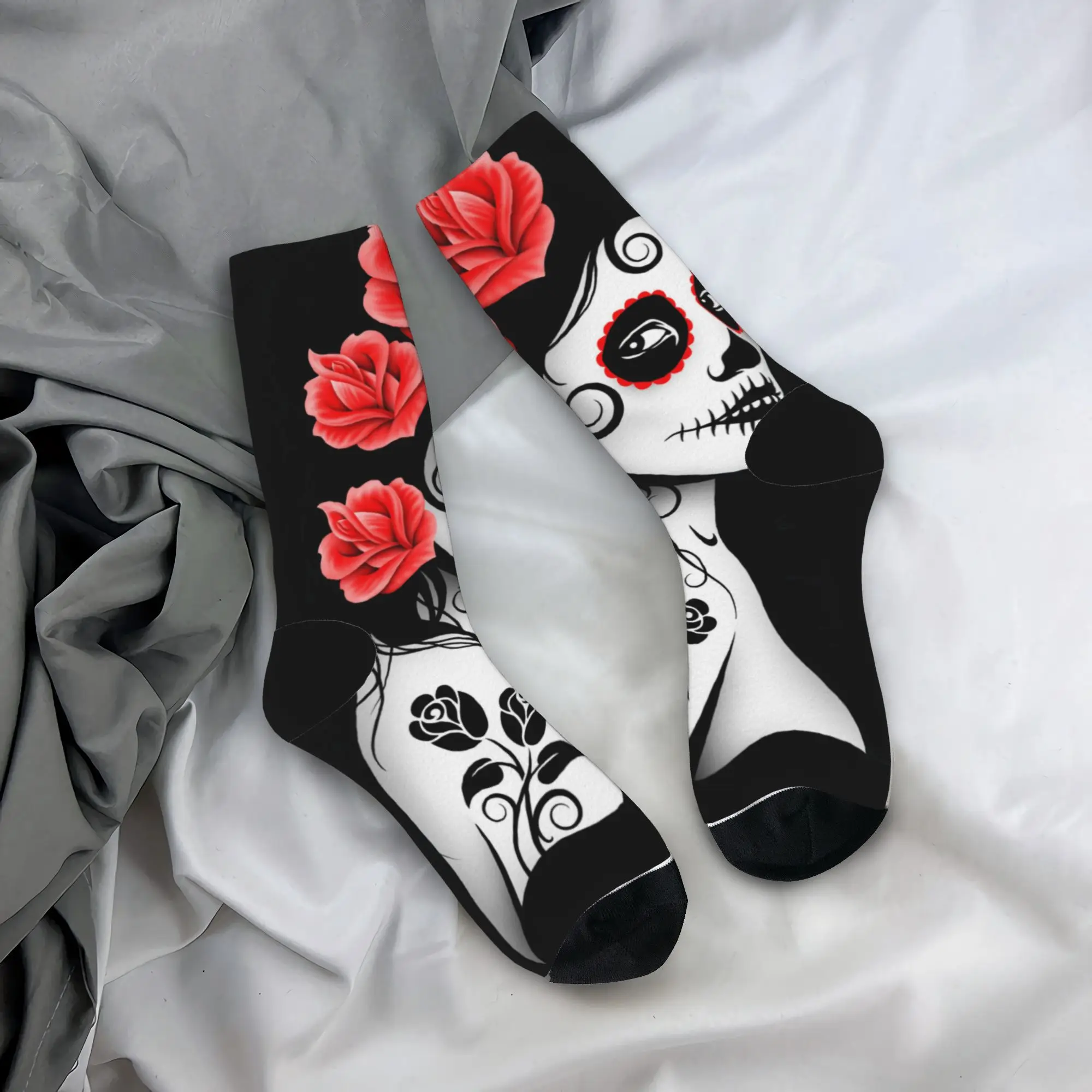 Day of the Dead Sugar Skull Girl 1 Socks Men's Women Polyester Fashion Socks Spring Summer Autumn Winter Middle Tube Socks Gift