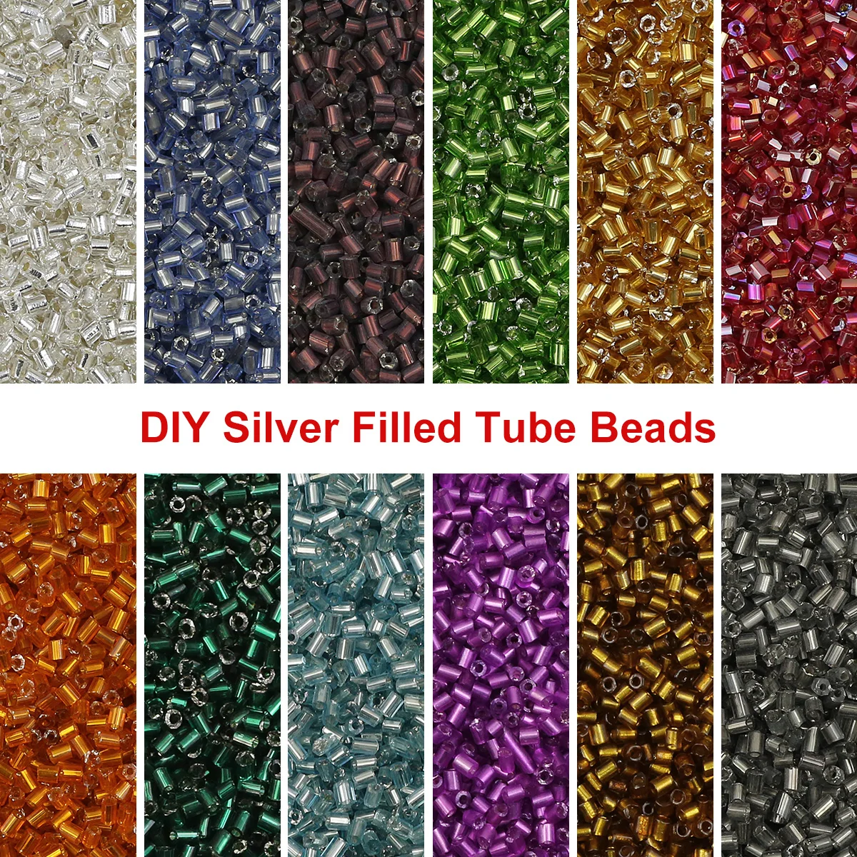 Tschechische Glas Seedbead Silber Farbe Rohr Perlen Spacer Lose Perlen 2mm Für Schmuck Machen Armband Halskette DIY Zubehör Nähen