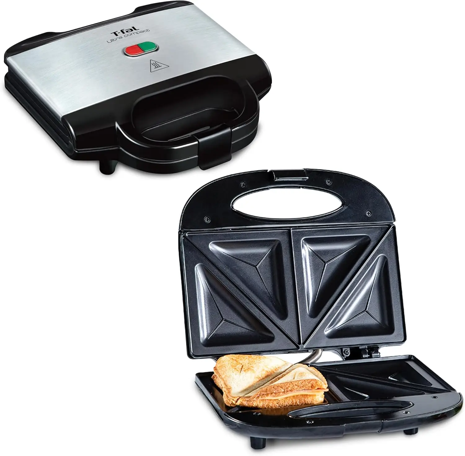 

Compact Sandwich Maker, Stainless Steel, Easy Clean, Indicator Lights, Cool Handle, 625W