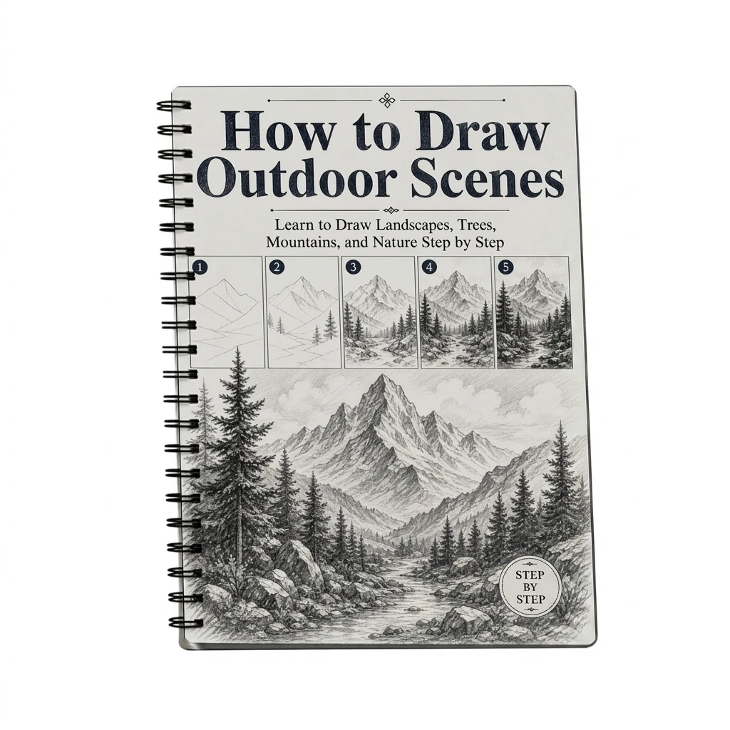 Landscape Sketch Practice Set Premium Cardstock Drawing Kit Step by Step Guide for Home Art Class Family Craft Study