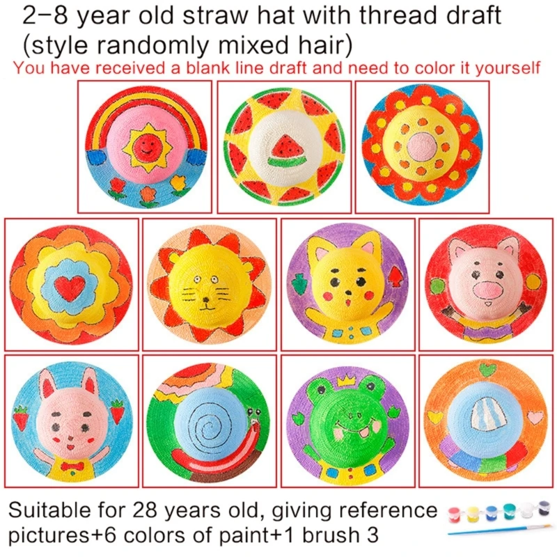 Straw Hat Painting Set Craft Kits Girls Art Craft DIY Project Sun Hat Material