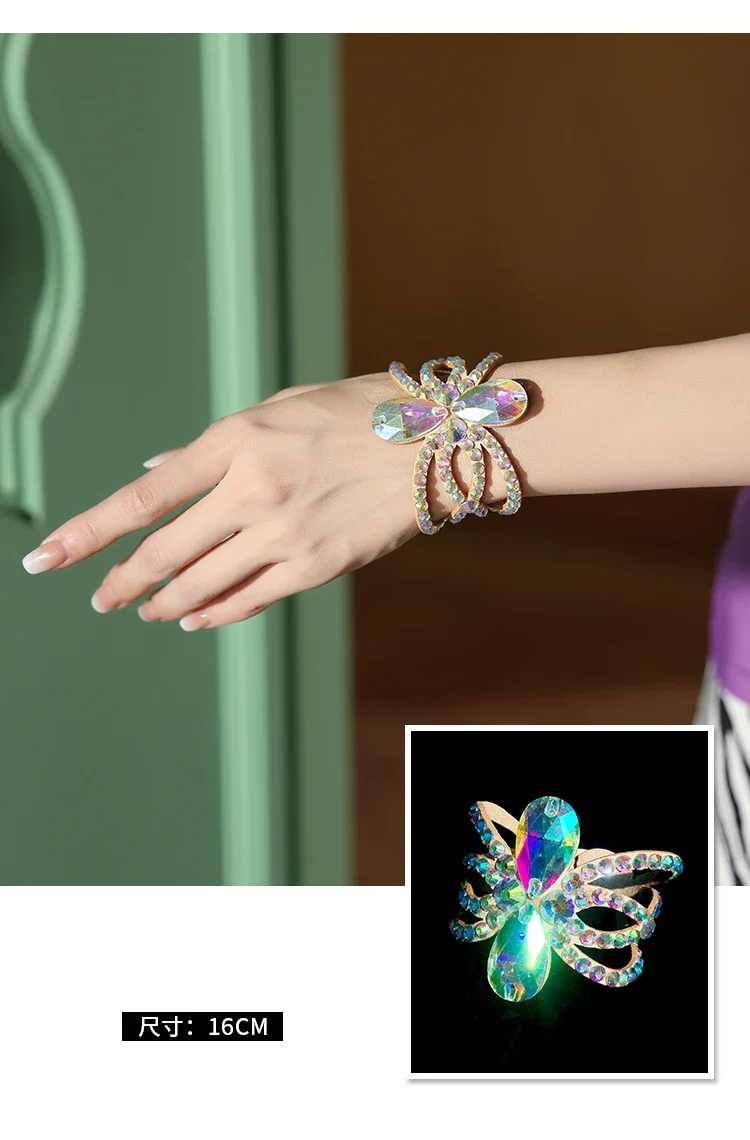 Belly Dance Oriental Dance New Performance Special Finger Button Super Flash Handmade Hot Diamond Bracelet with Accessories