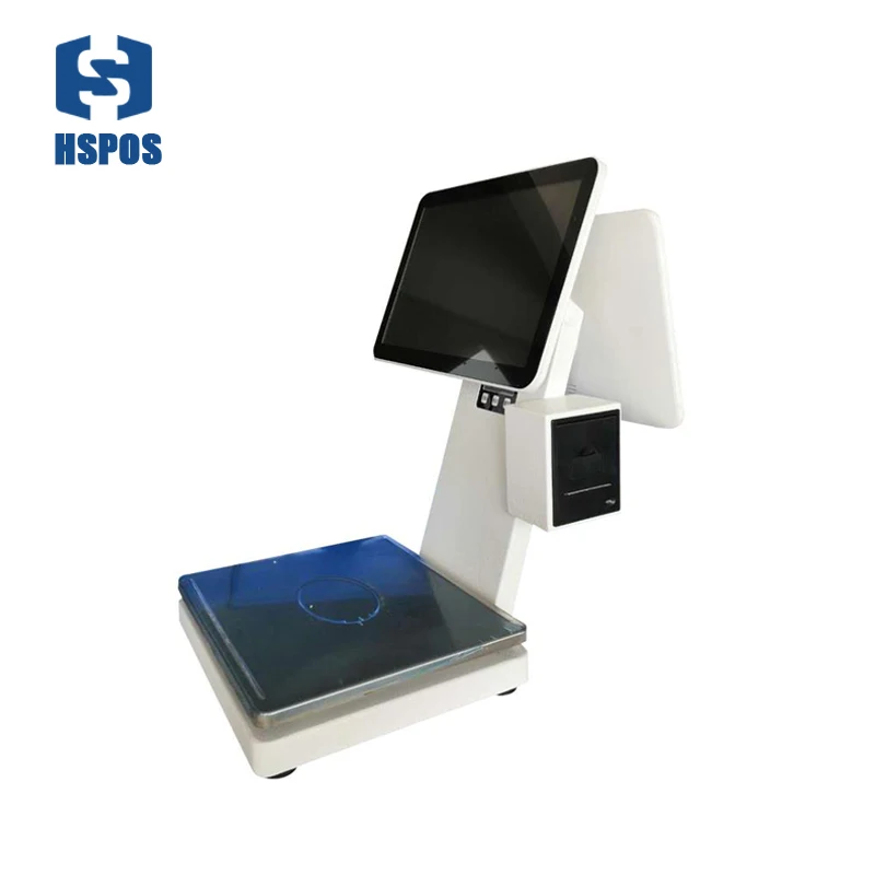 Led Display Dual Touch Screen Weight Balance Scale 30kg Electronic Price Computing 15 Inch With Built-in 58mm Printer HS-KTS-10C