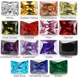 1pcs Per Color Total 15pcs Rectangle Shape Loose Cubic Zirconia Stone Mix 15 Colours CZ Synthetic Gemstone For Jewelry DIY