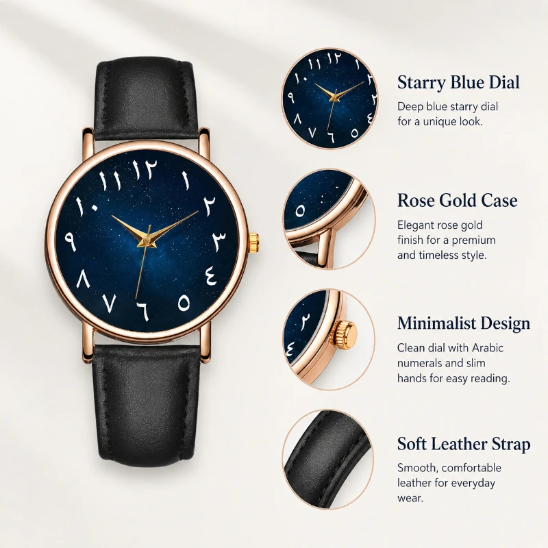 Stylish Starry Sky Women's Watch Minimalist Arabic Numerals Dial Analog Quartz Wristwatch Elegant Casual Ladies Watch Clock Gift