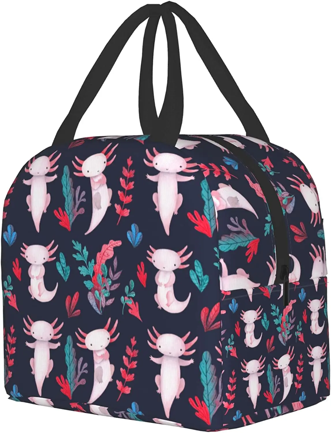 Axolotl-fiambrera con aislamiento de animales para mujeres, hombres, niñas y niños, bolsa de almuerzo portátil, bolsas de té para el trabajo, Picnic escolar