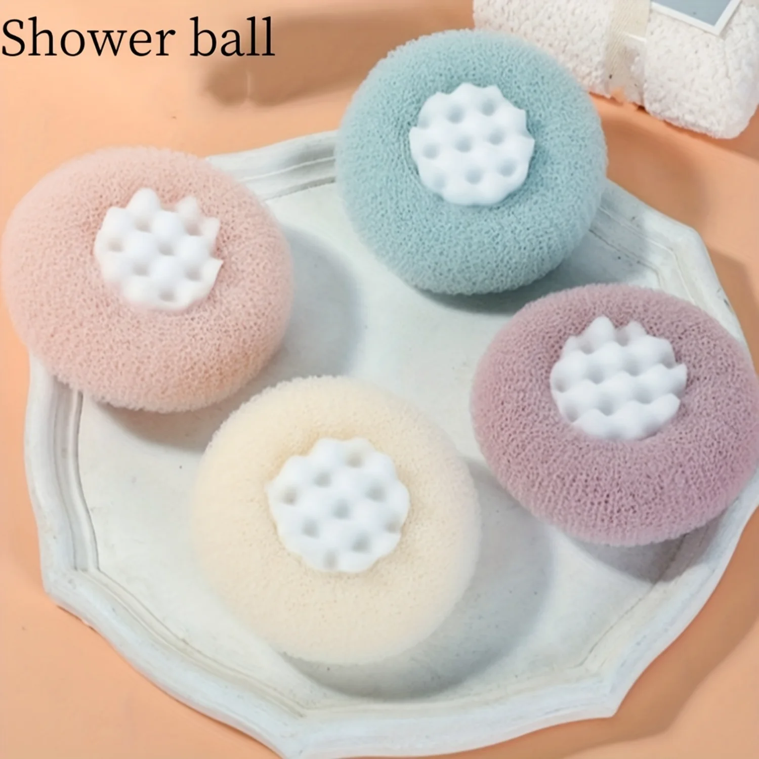 4 Pack Loofah Bath Sponge Shower Pouf Exfoliating Mesh Puff Spa-Quality Lather Body Scrubber