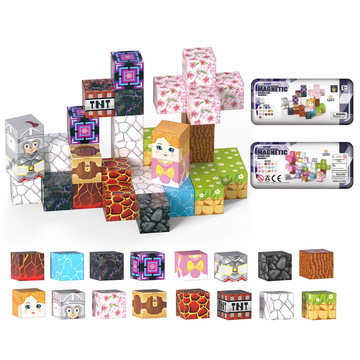 Mini magnetyczne klocki konstrukcyjne, odpowiednie dla dzieci powyżej 3 lat, do zabawy w podróży i redukcji stresu, z przenośnym metalowym pudełkiem.