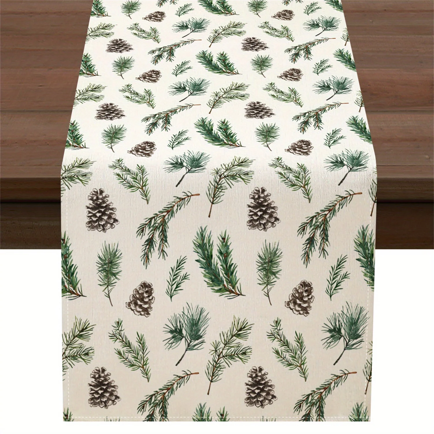 Christmas Pine Branches Pine Cone Linen Table Runner Party Decor Reusable Kitchen Dining Table Runner Christmas Decorations